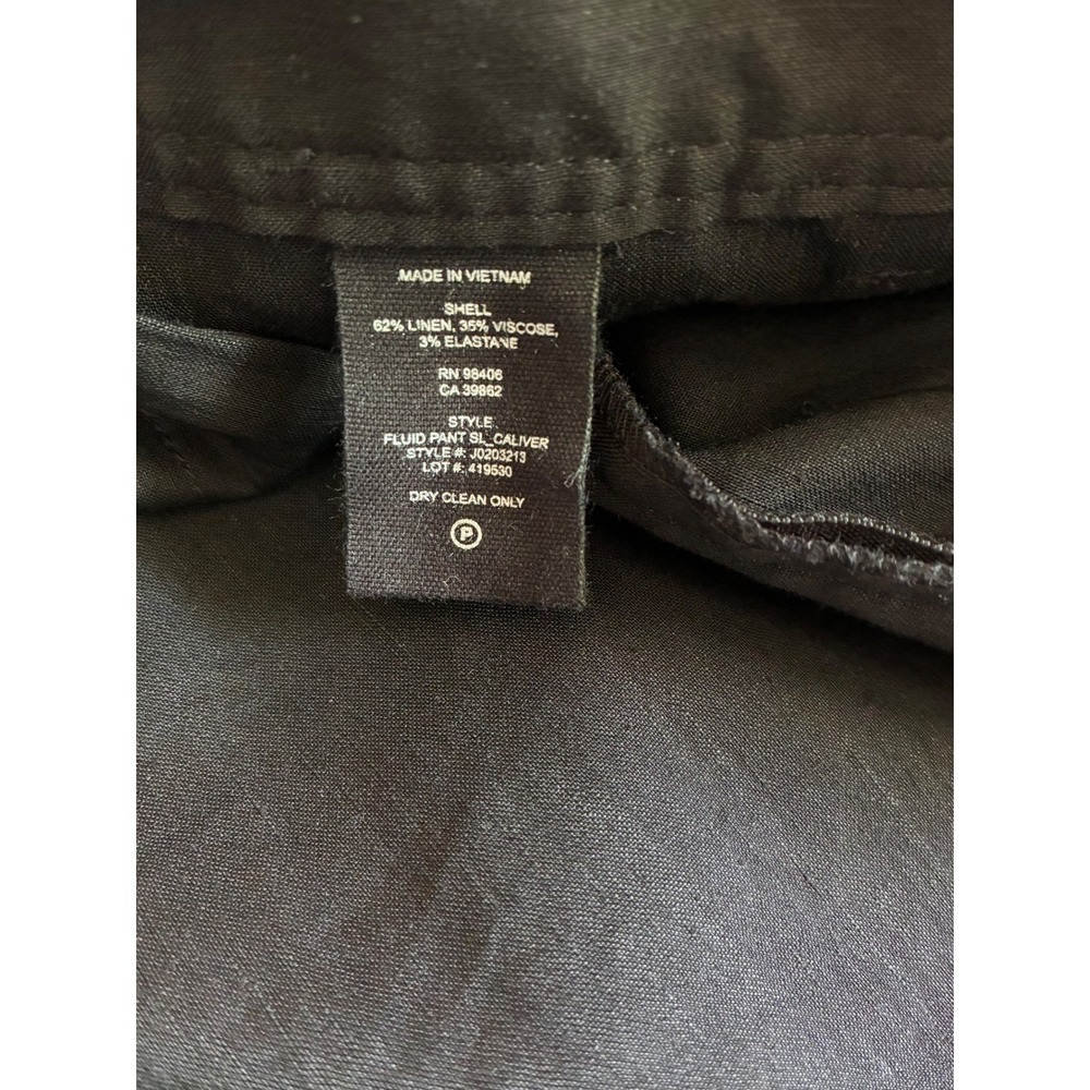 Theory Fluid Pant Women 4 Blk Linen Blend Wide Leg Caliver Preppy Trousers Low - Picture 7 of 10